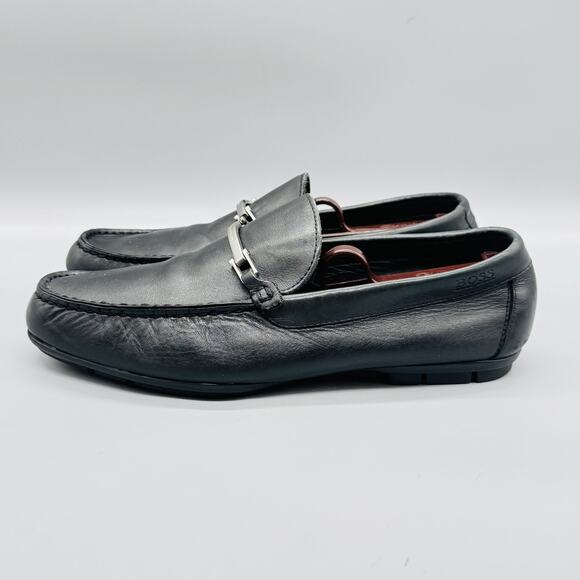 BOSS Hugo Boss Shoes Men 7 Black Leather Bit Driving Loafer Dress Casual Comfort main image 10